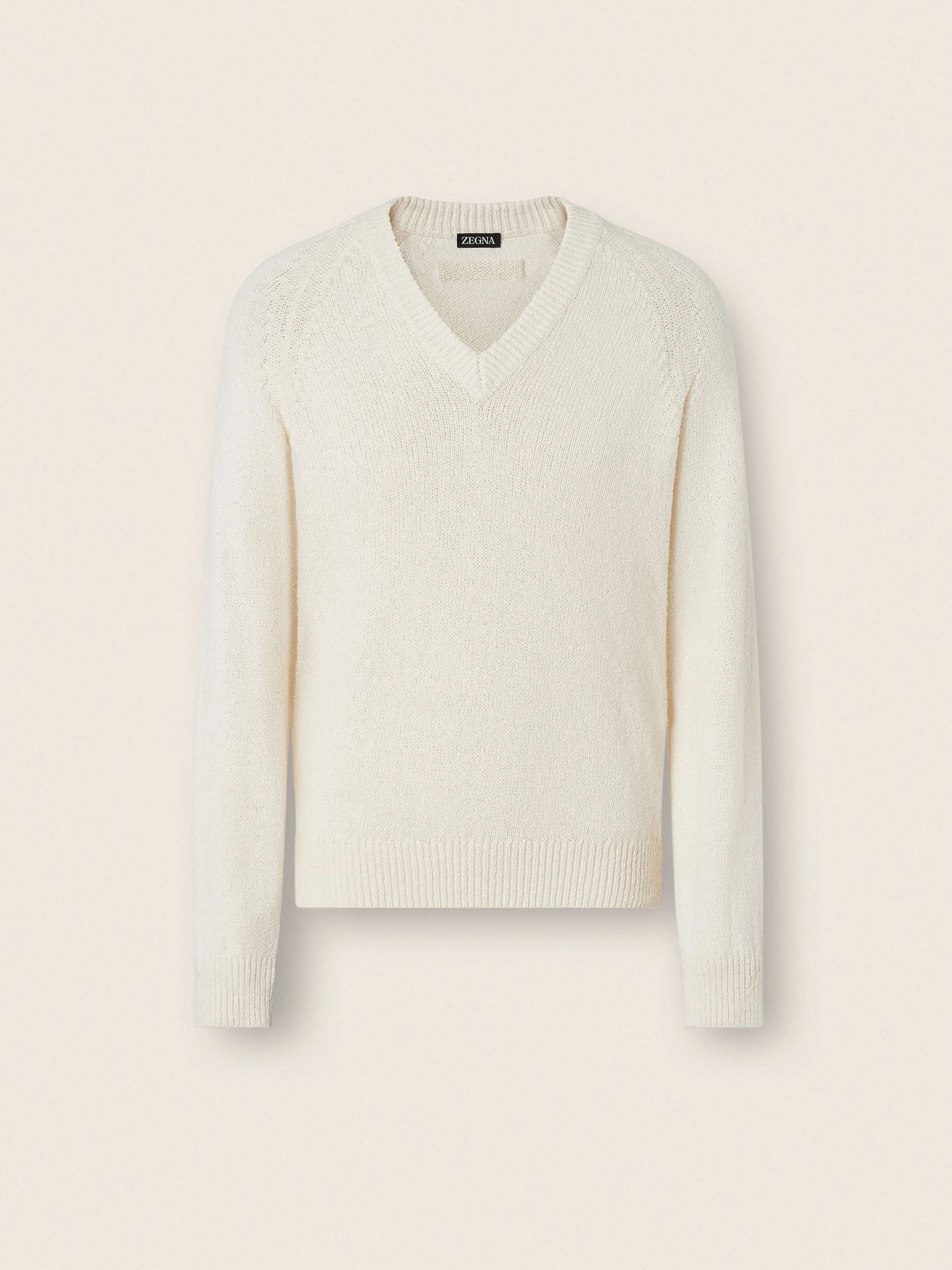 WHITE COTTON V-NECK - 1