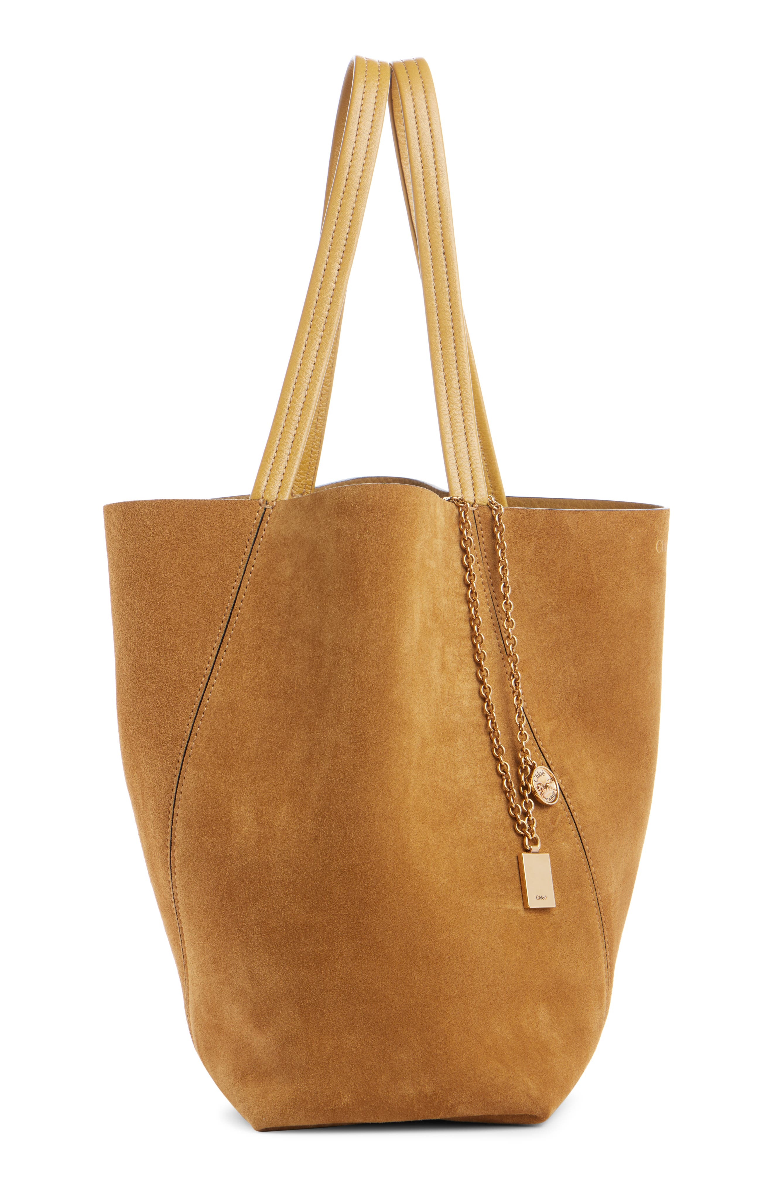 Chloé Spin Suede Tote in Gold Khaki at Nordstrom - 5
