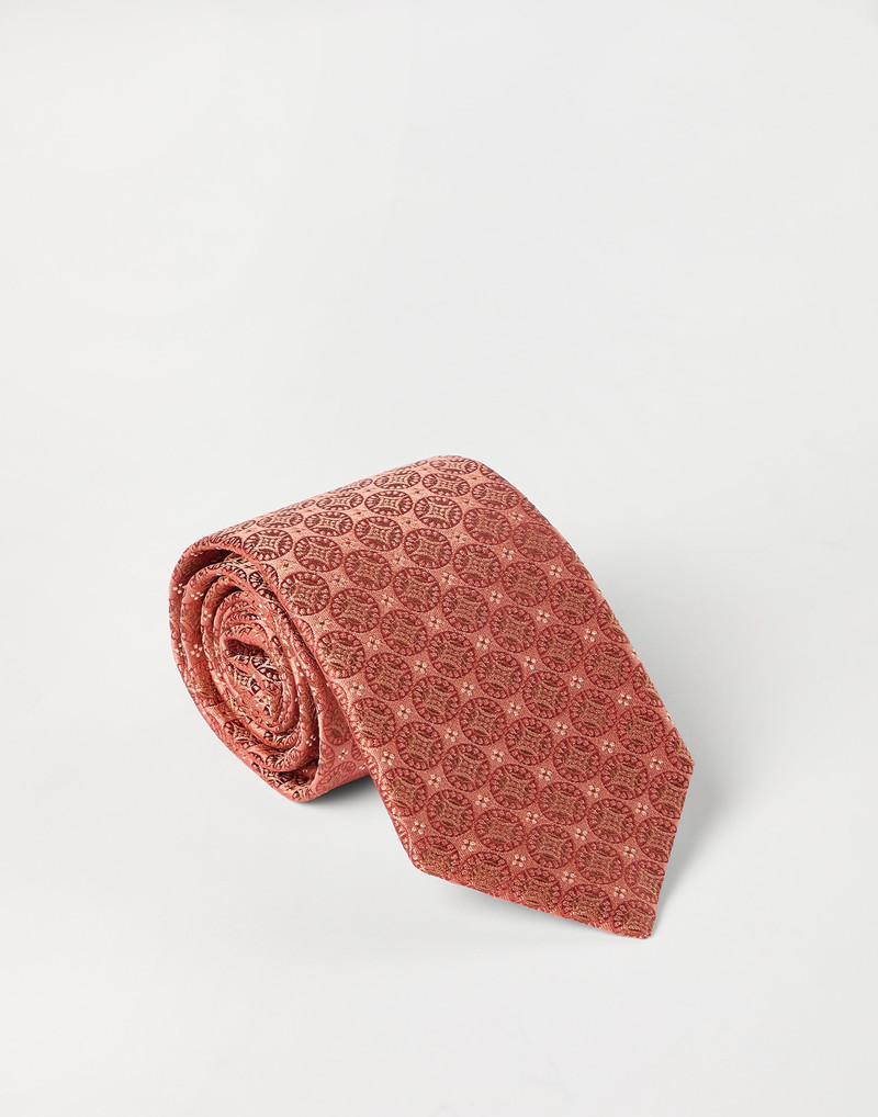 Brunello Cucinelli Geometric patterned silk tie outlook