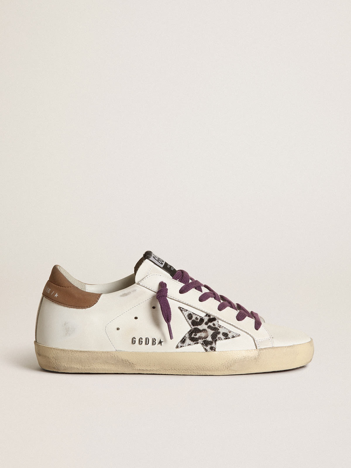 Golden Goose Super-Star with leopard pony skin star and brown nubuck heel  tab | REVERSIBLE
