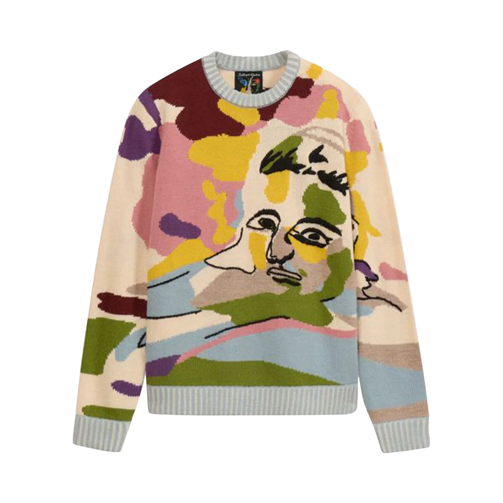 KidSuper Hand Embriodered Jaquard Girl Face Sweater 'Multicolor' - 1