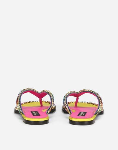 Dolce & Gabbana Leather thong sandals with multi-colored crystals outlook