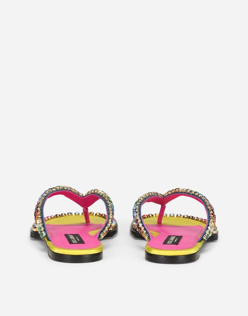 Dolce & Gabbana Leather thong sandals with multi-colored crystals outlook