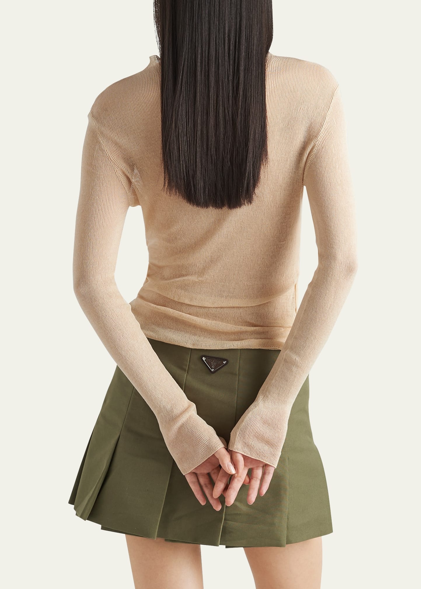 Superfine Cotton Knit Mock-Neck Top - 3