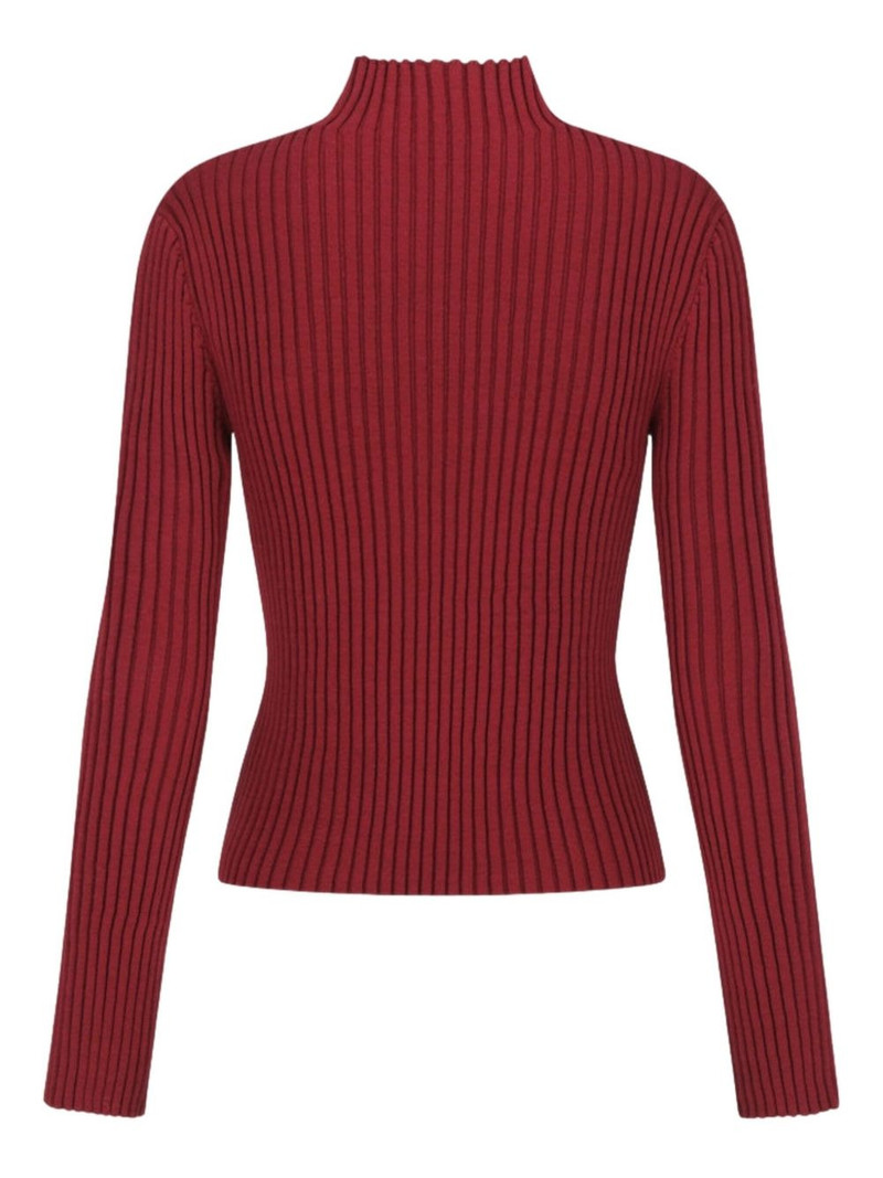 AMOMENTO ribbed zip-up cardigan outlook