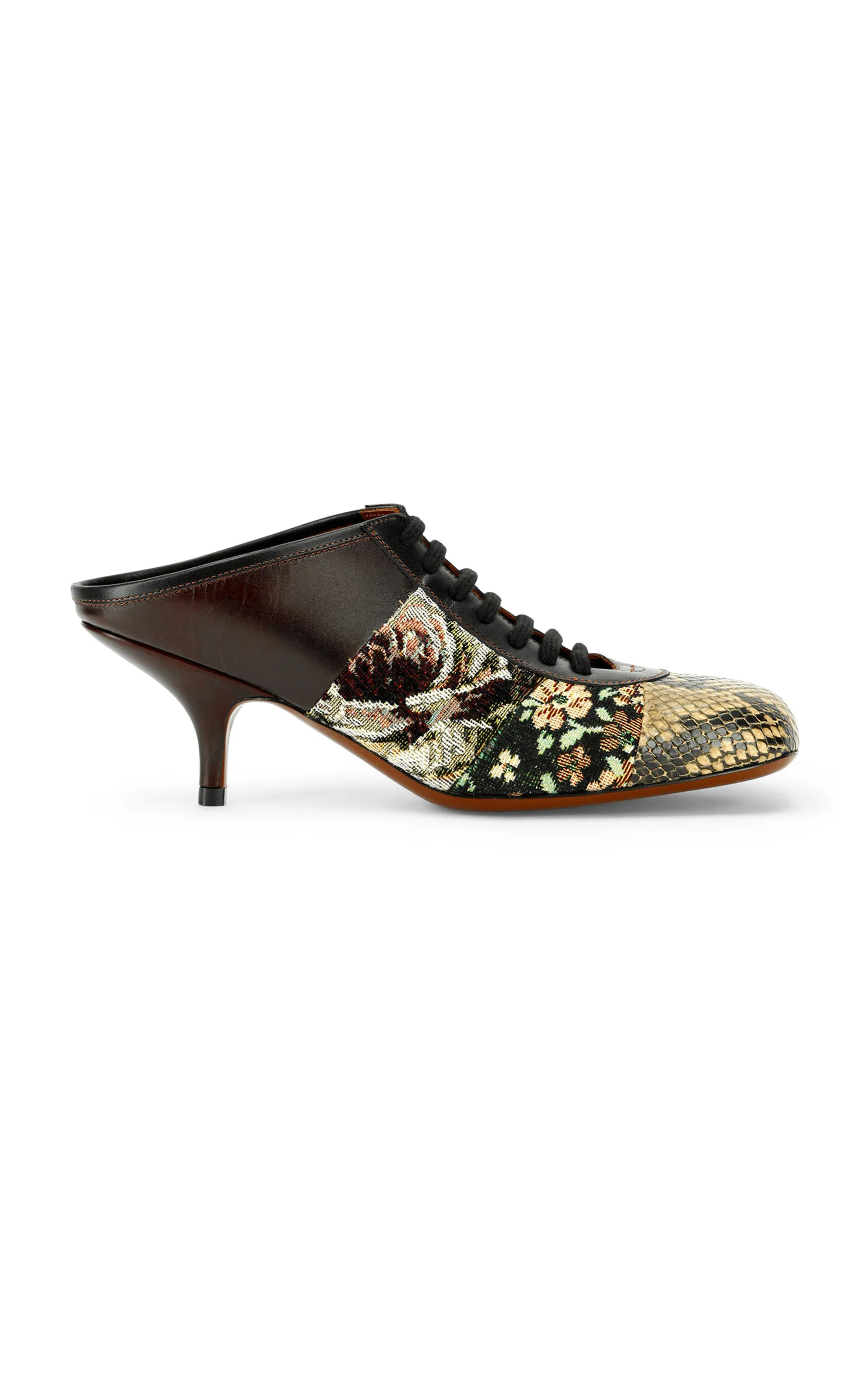 Snake-Printed Leather Mules - 1