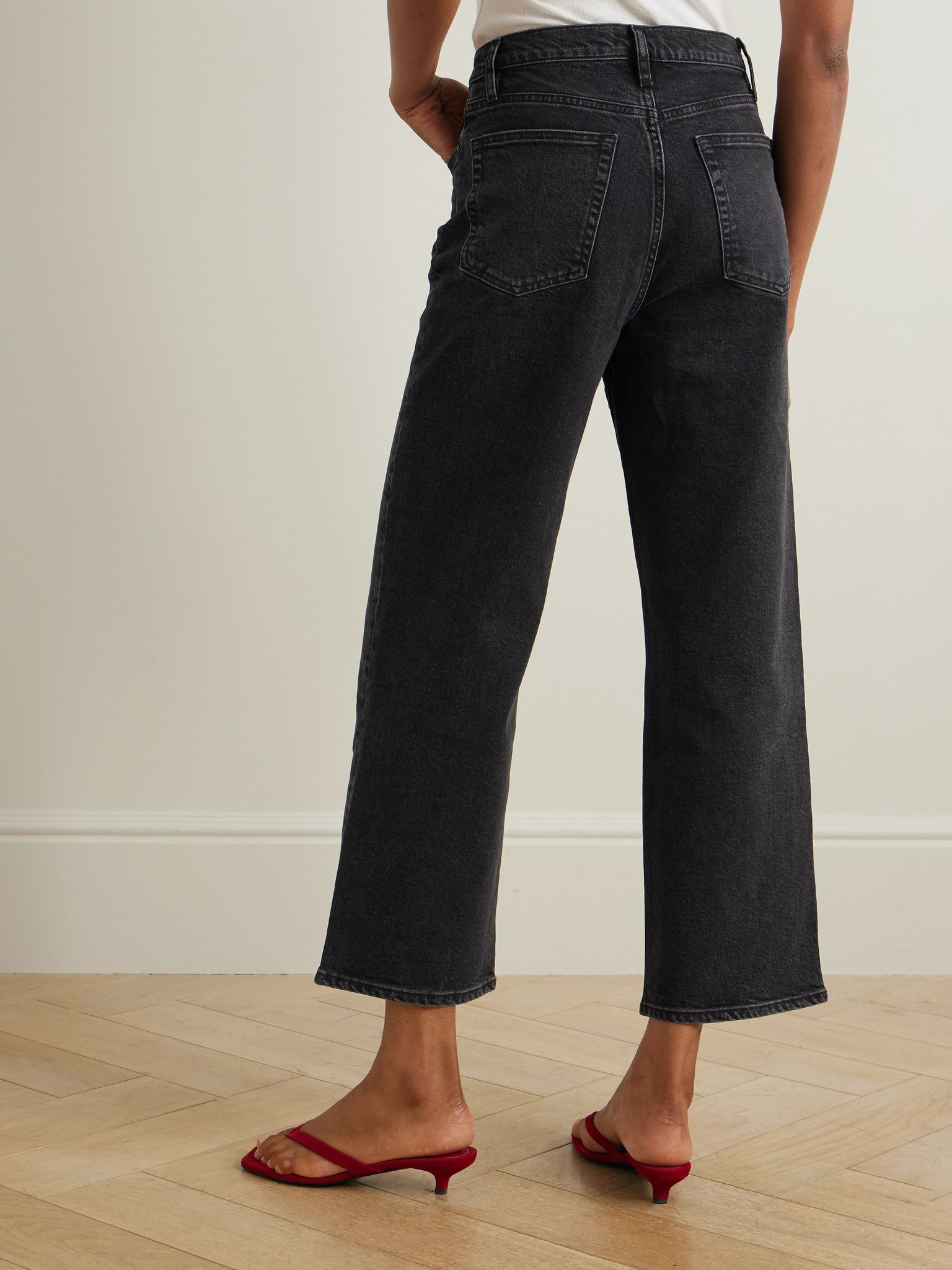 The Wide cropped high-rise wide-leg jeans Black - 4