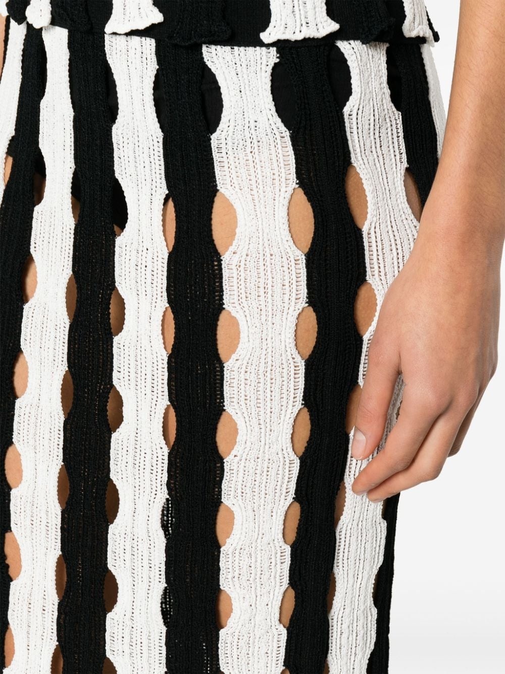 cut-out striped midi skirt - 5
