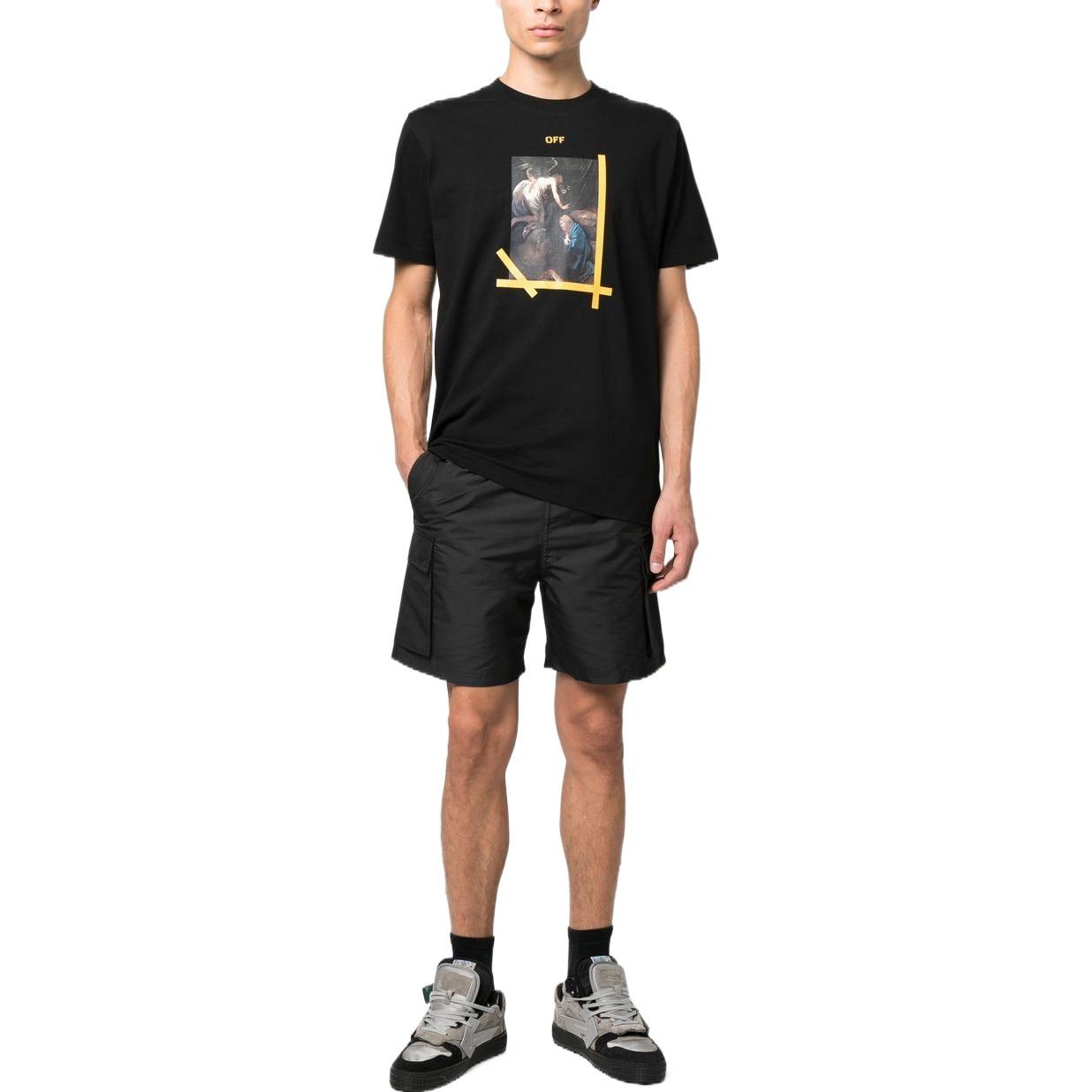 Off-White Caravaggio Printed Cotton T-shirt Black OMAA027C99JER0151001 - 2