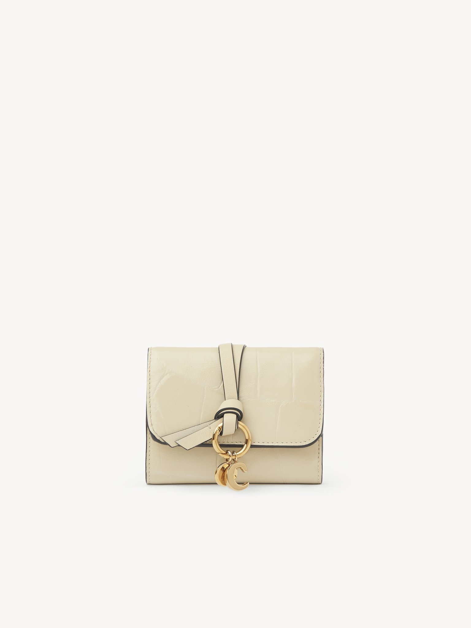 SMALL ALPHABET TRI-FOLD IN CROCO-EFFECT LEATHER - 1
