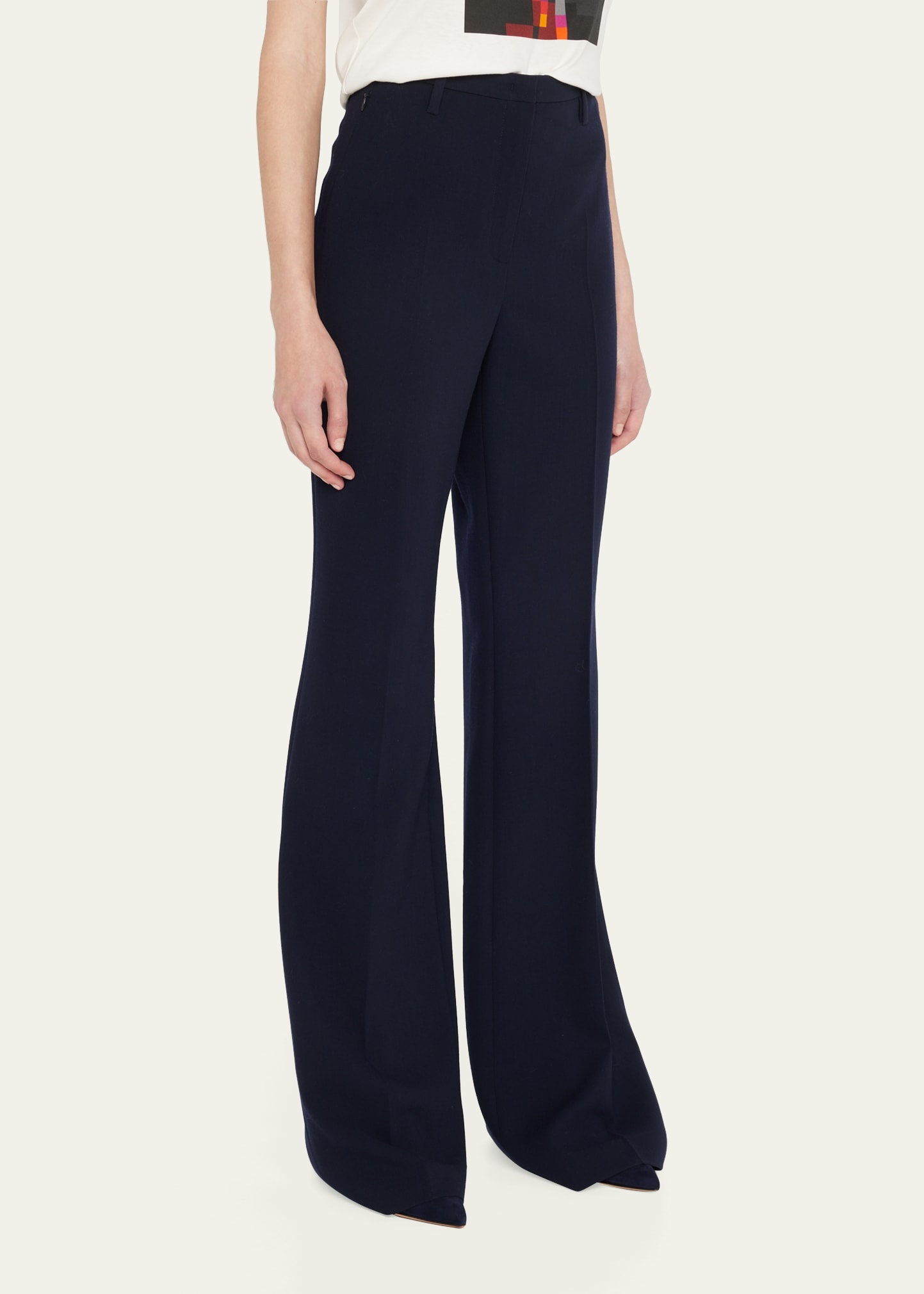 Farrah Boot-Cut Mid-Rise Wool Pants - 4