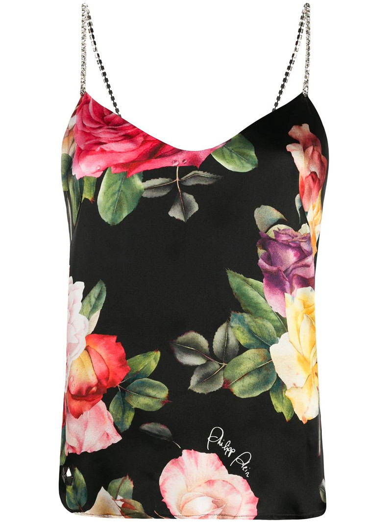 Holiday Flowers print silk vest top 1