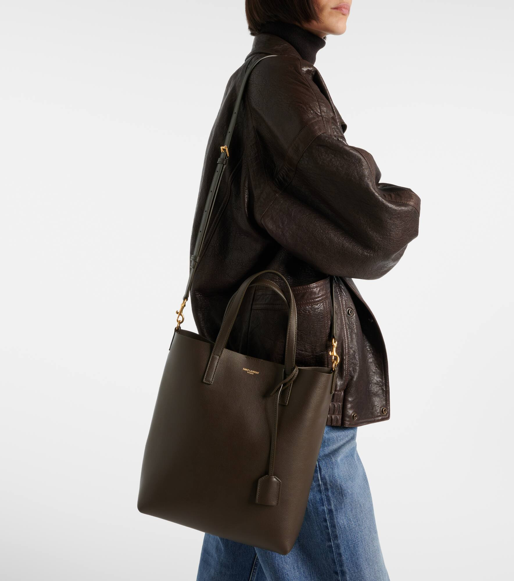 Toy Shopping N/S leather tote bag - 2