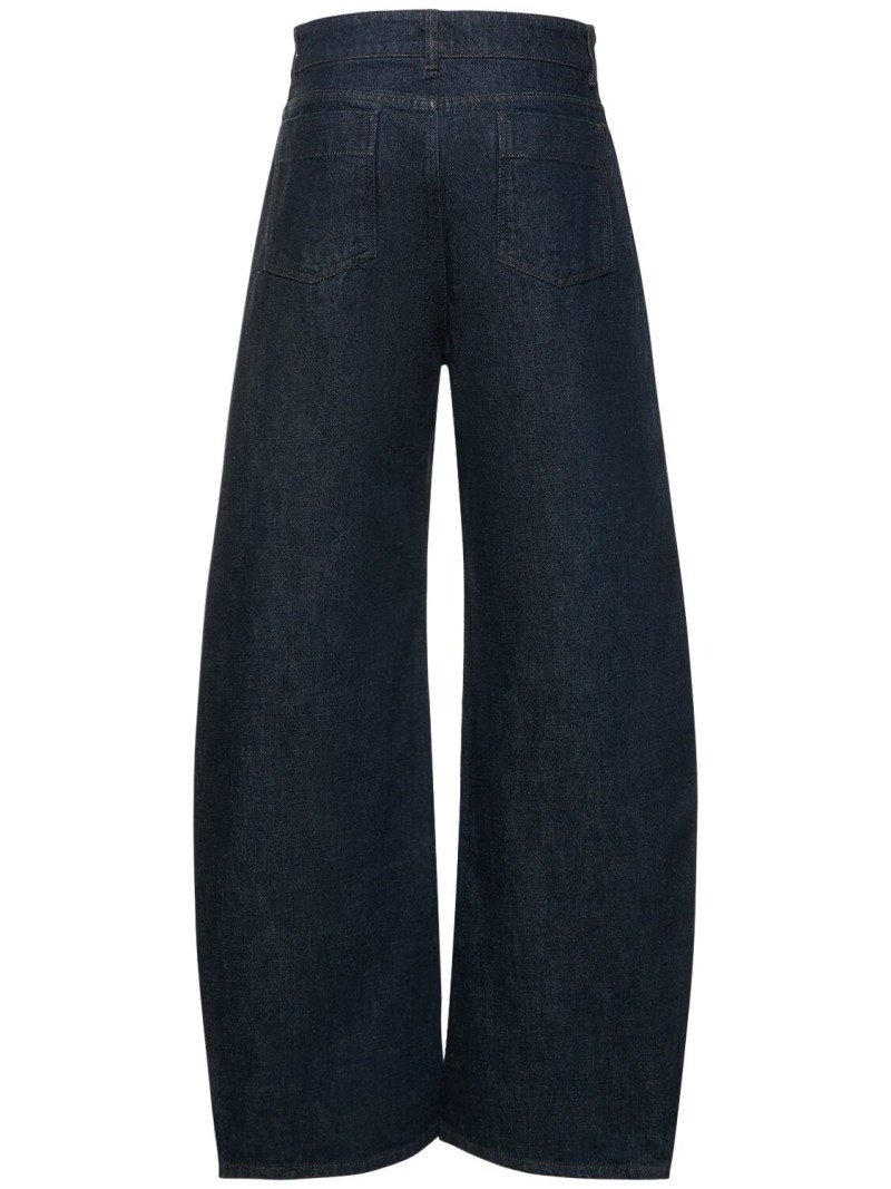 High waist curved cotton jeans - 5