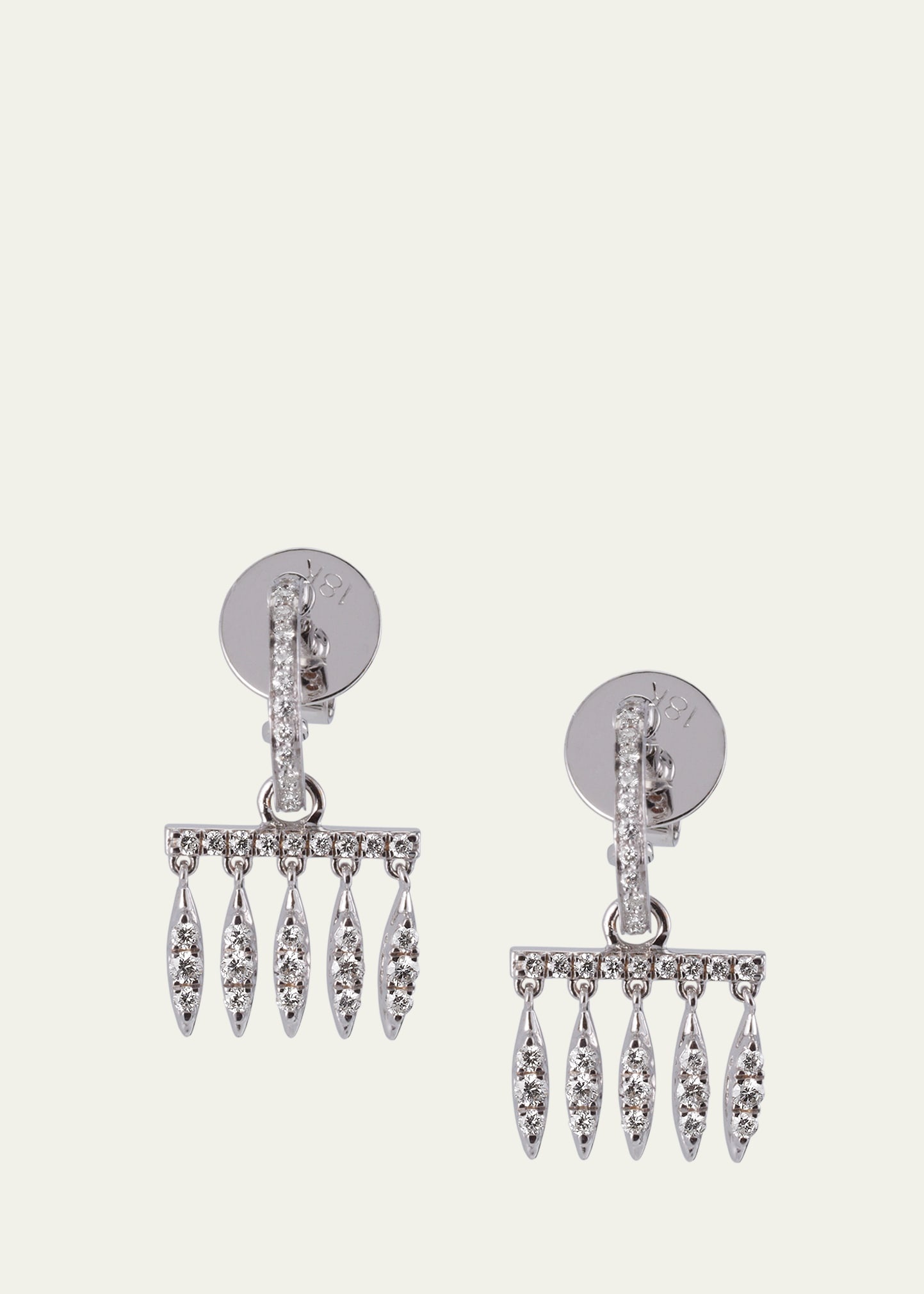 Grass Dewdrop Earrings in 18K White Gold - 1