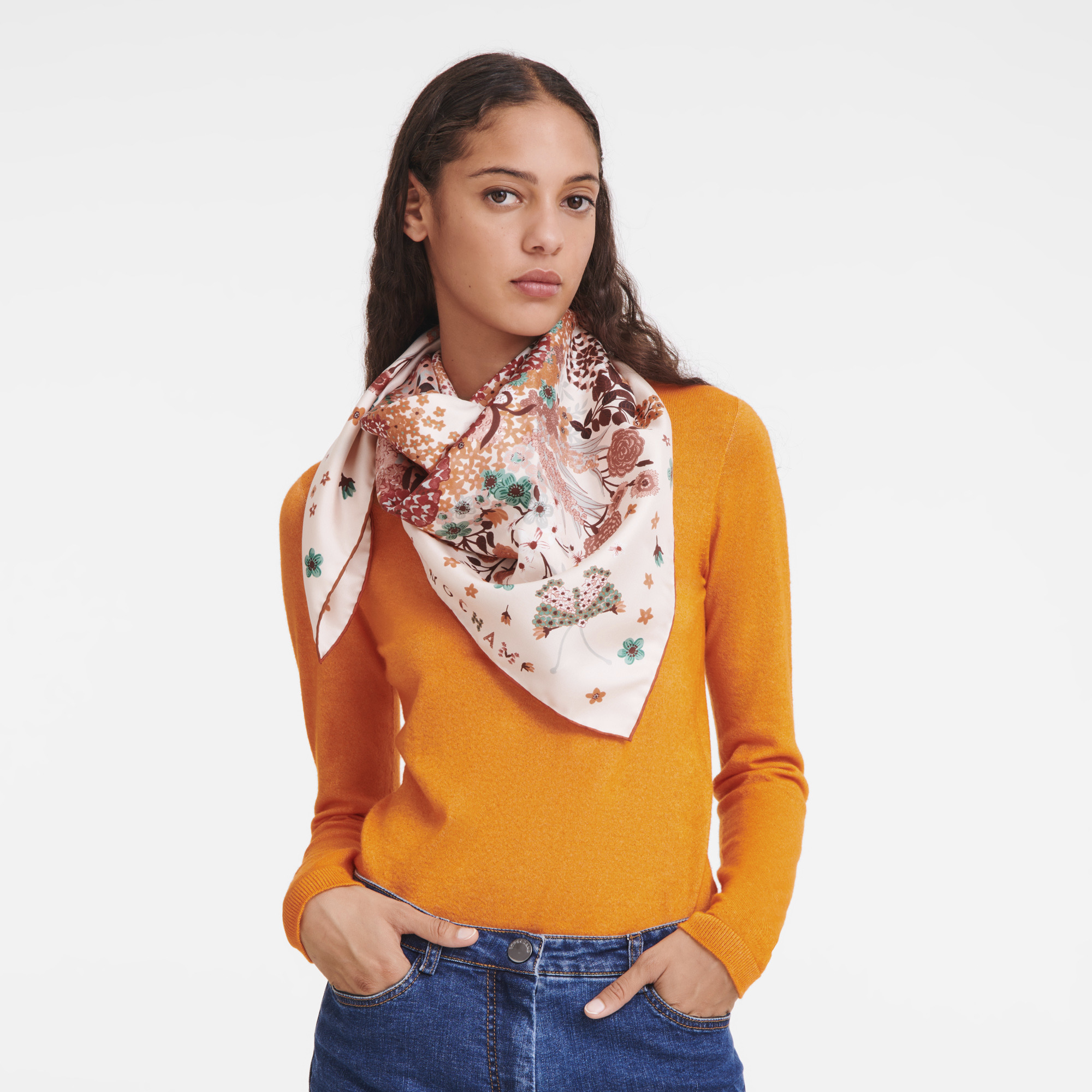 Collier de fleurs Silk scarf 90 Sienna - Silk - 2