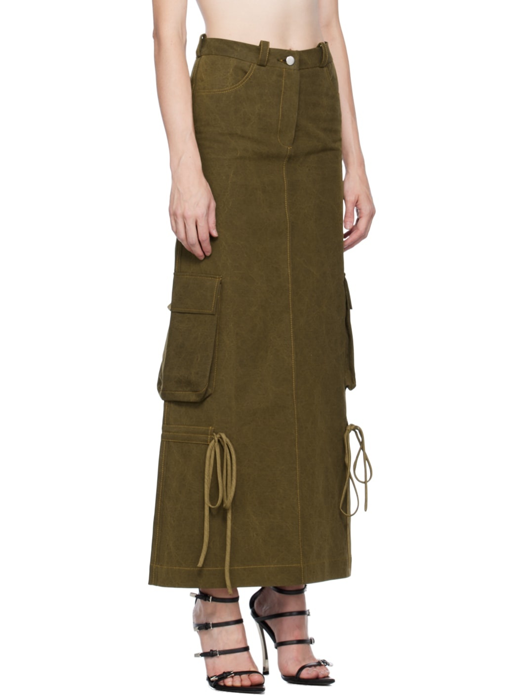 Khaki Cargo Maxi Skirt - 2