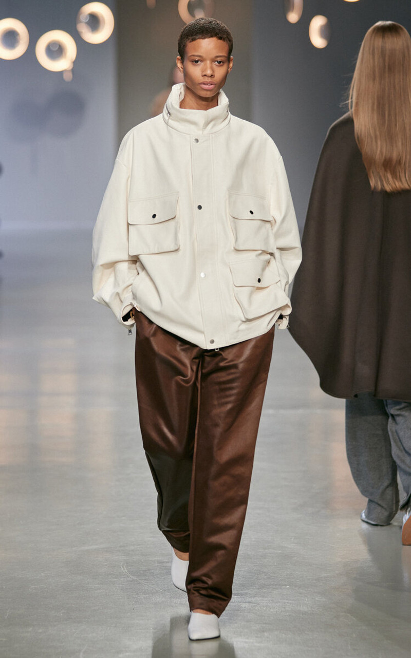 NICCOLÒ PASQUALETTI Slim Nylon Satin Straight-Leg Pants brown outlook