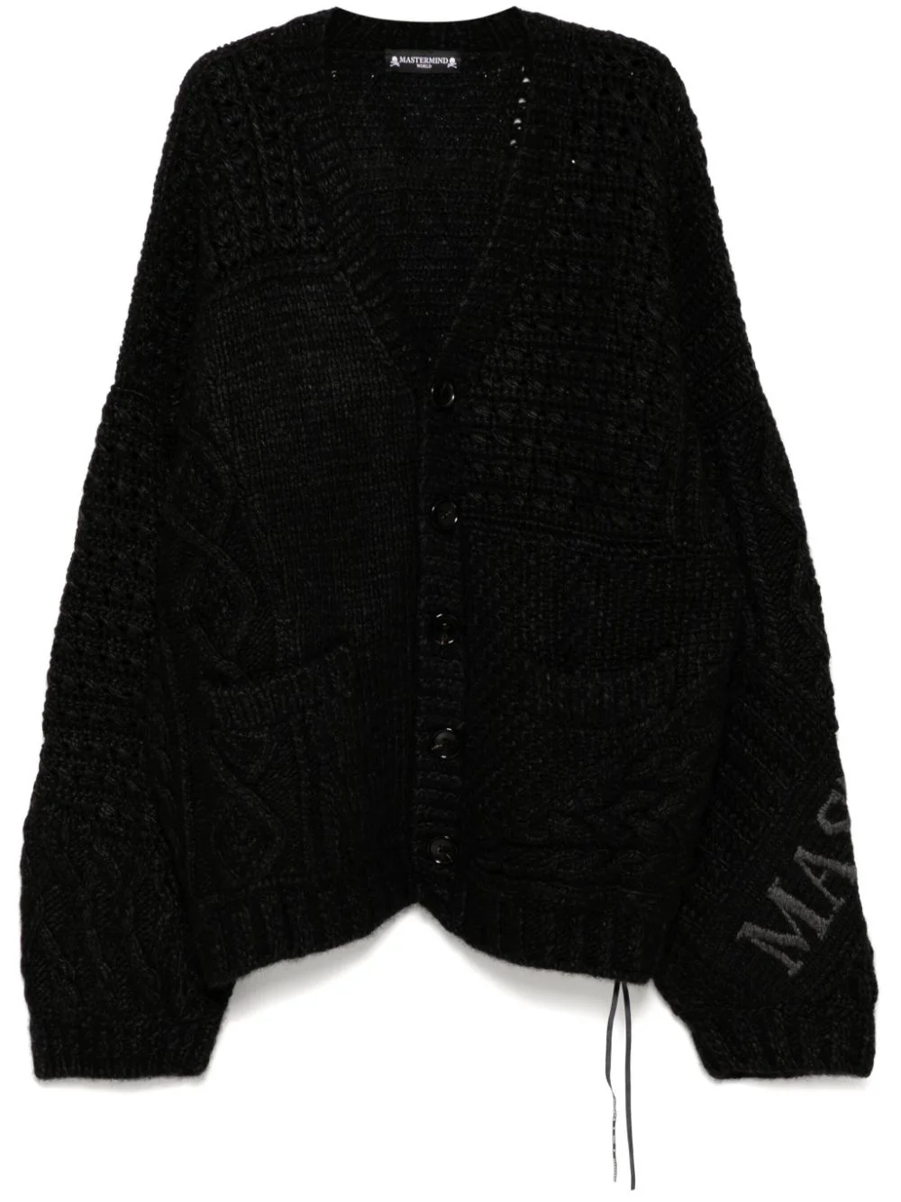 logo cable cardigan - 1