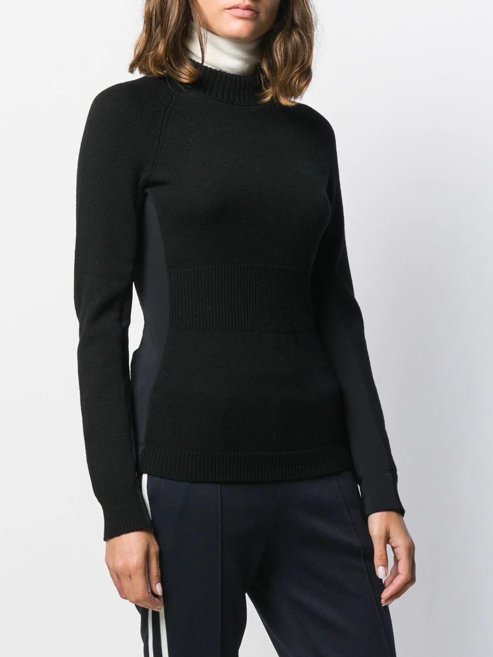 panelled embroidered logo jumper - 3