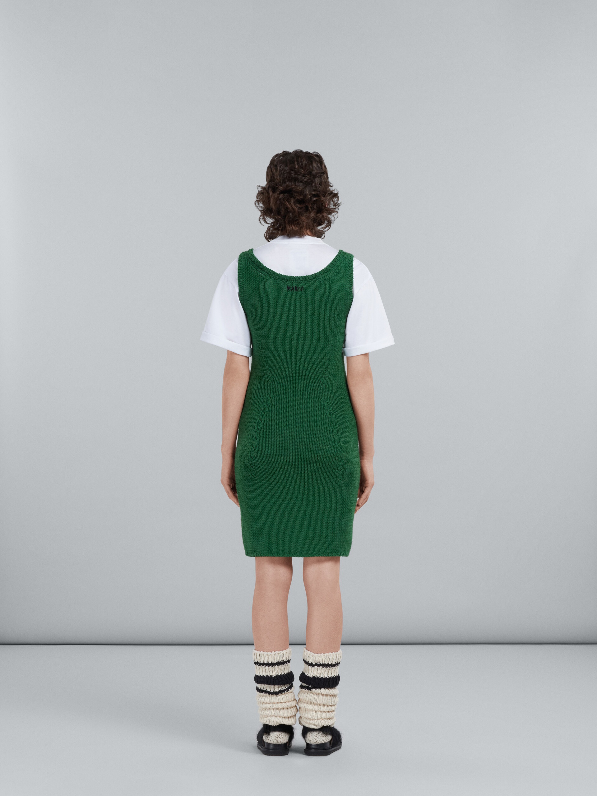 SHEATH DRESS IN GREEN WOOL - 3