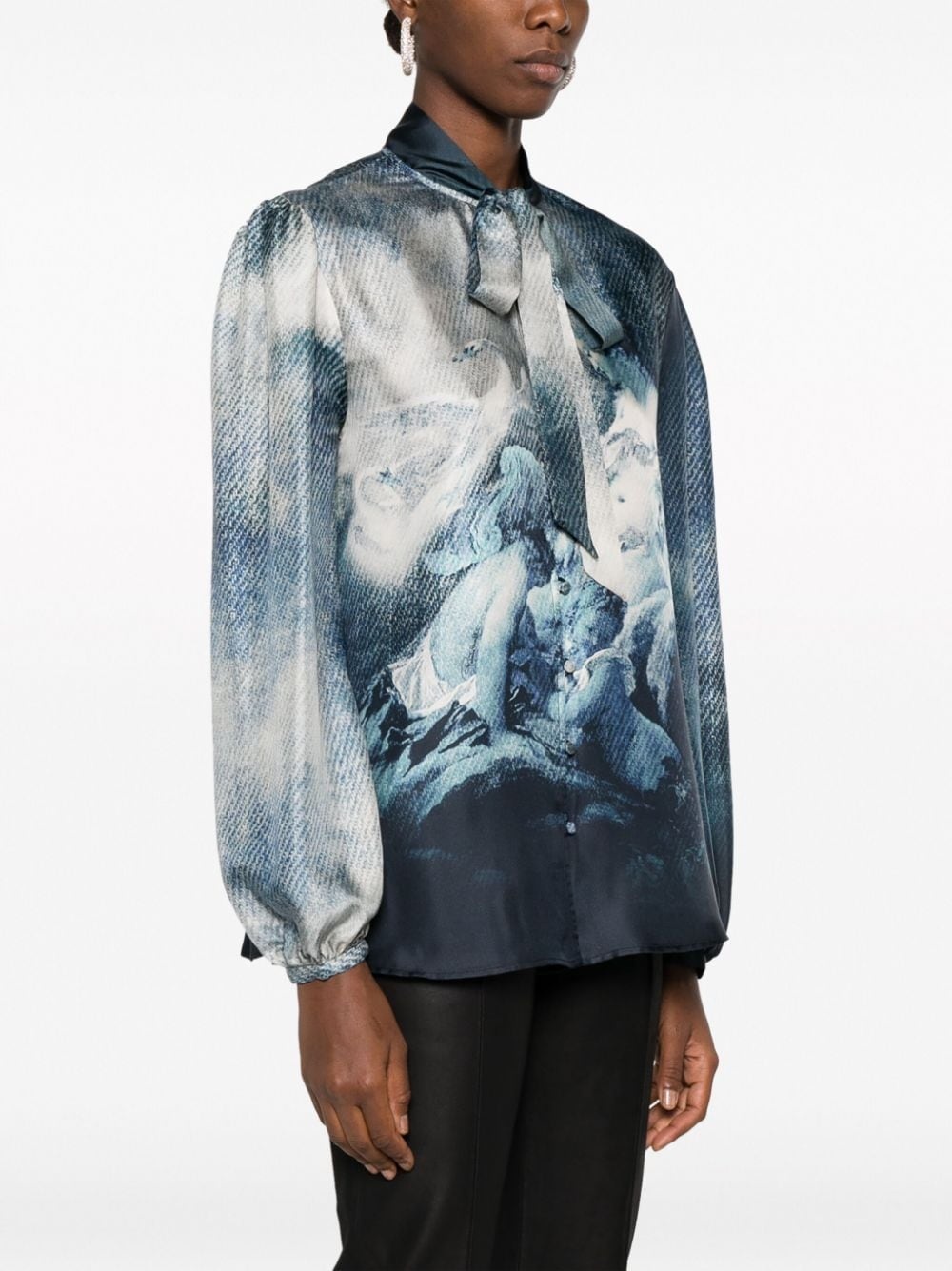 graphic-print silk blouse - 3