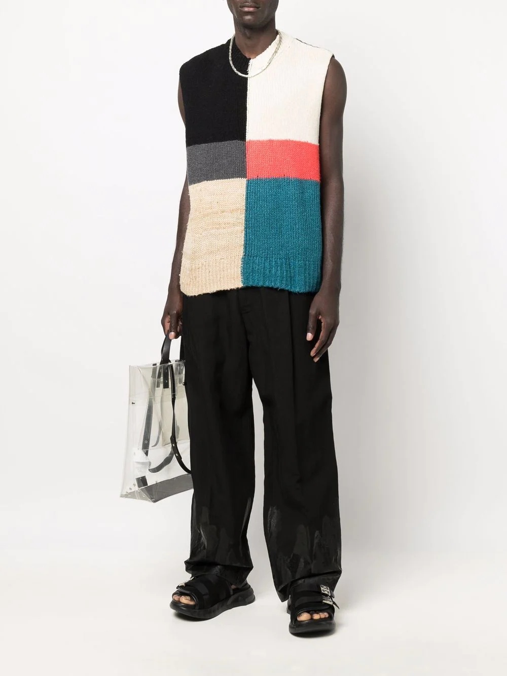 colour-block knitted vest - 2