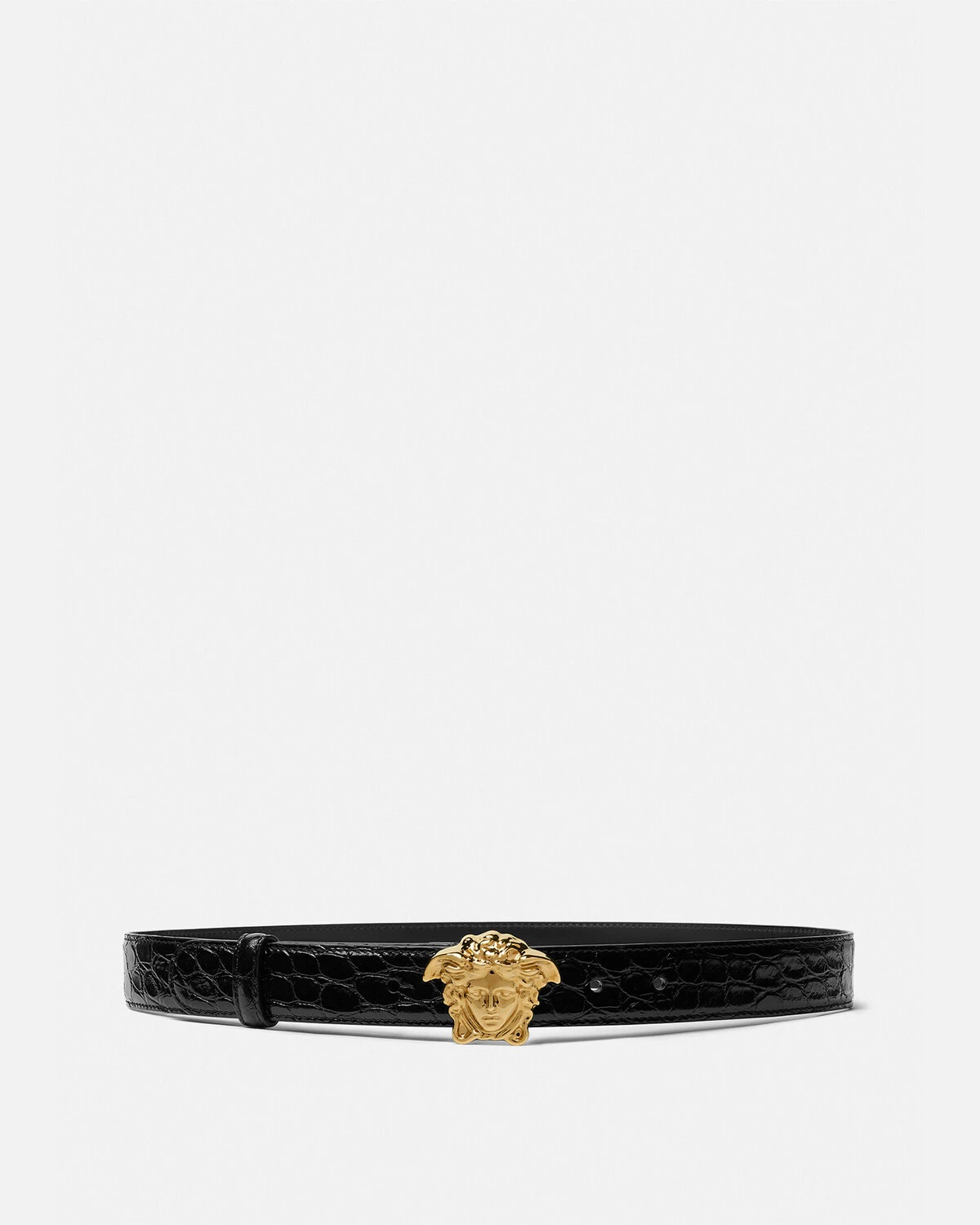 Croc-Effect La Medusa Leather Belt - 1
