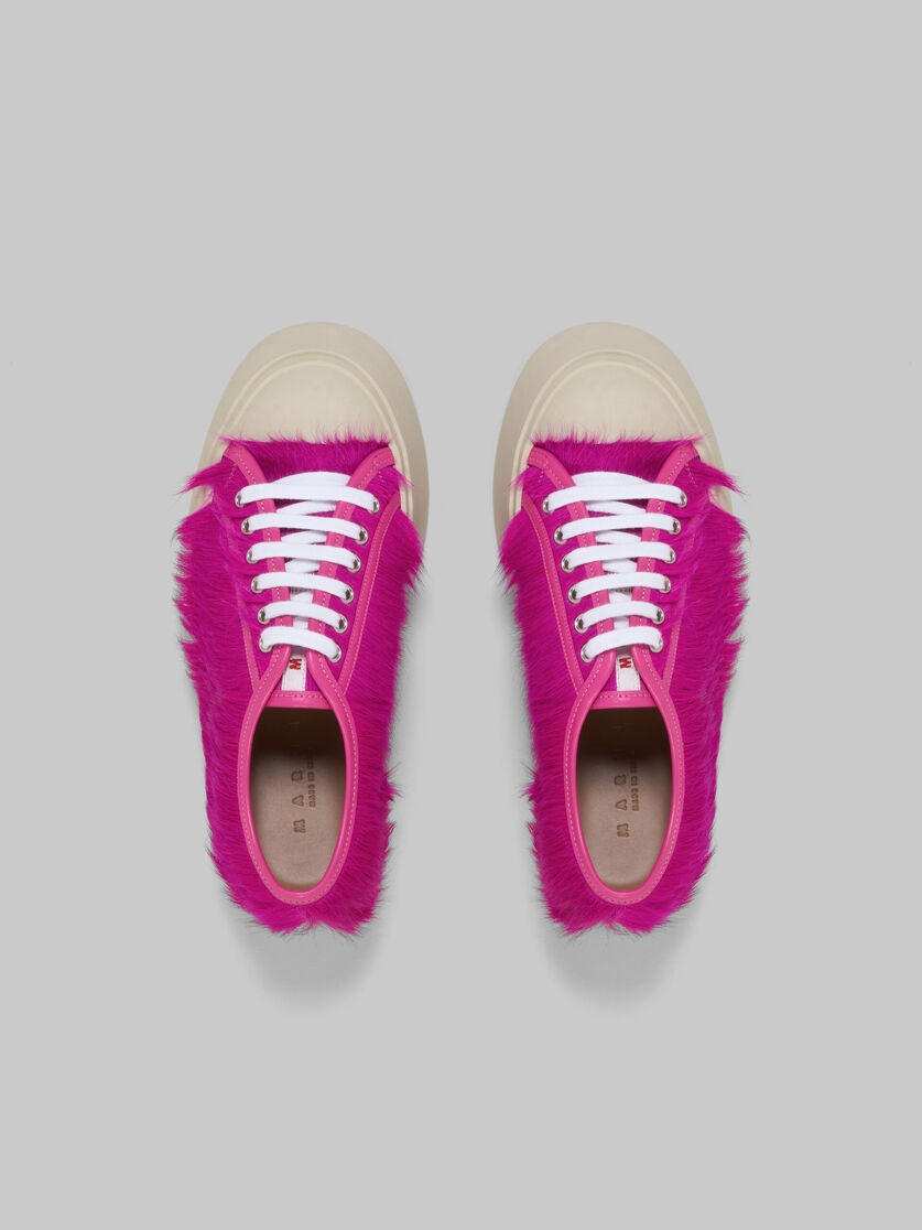 FUCHSIA LONG-HAIR CALFSKIN PABLO LACE-UP SNEAKER - 4