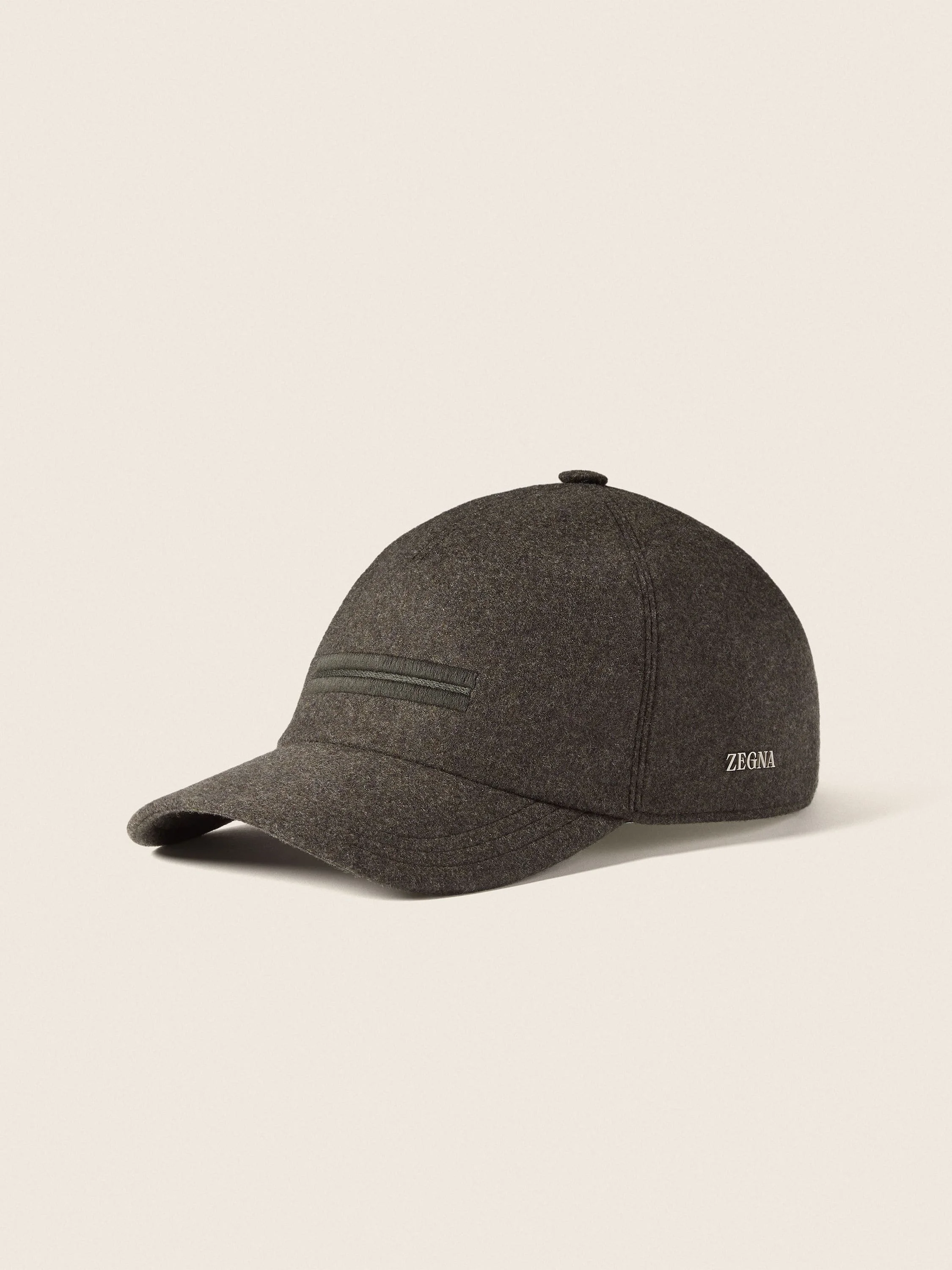 GREEN MÉLANGE OASI CASHMERE BASEBALL CAP - 1