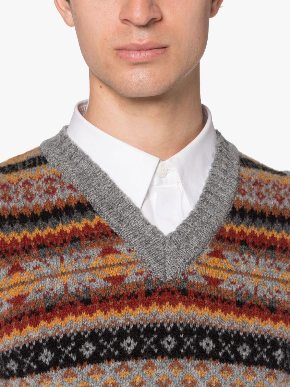 BURN TANK MEDIUM GREY WOOL FAIR ISLE VEST - 6