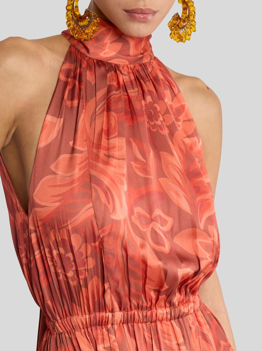 PEAU D'ANGE SILK MAXI DRESS WITH FLOWER AND BEE MOTIF - 2