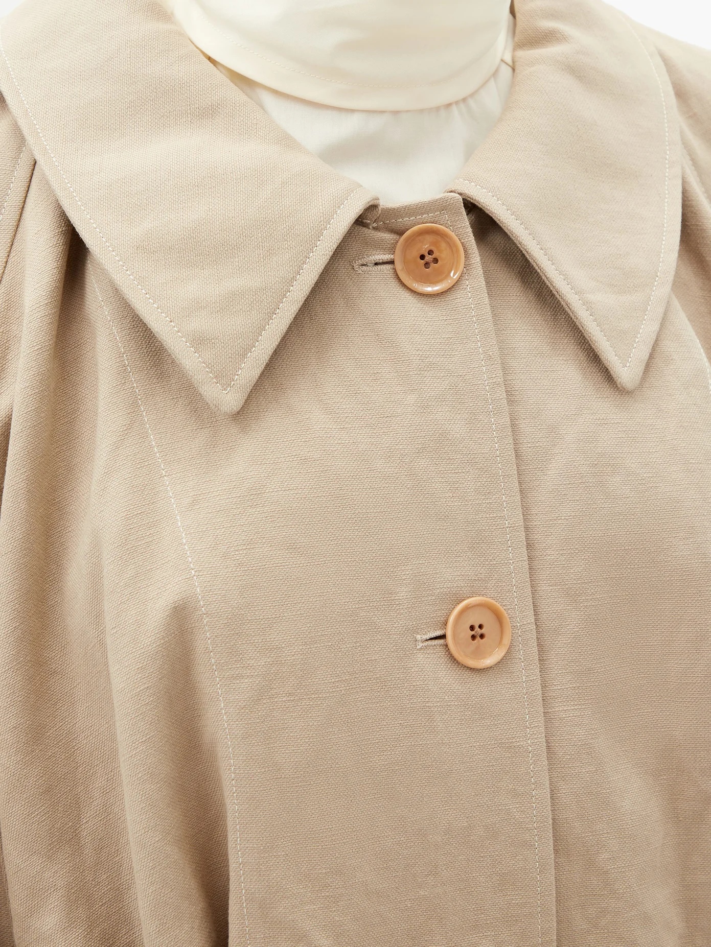 Belted linen and cotton-blend canvas coat - 3