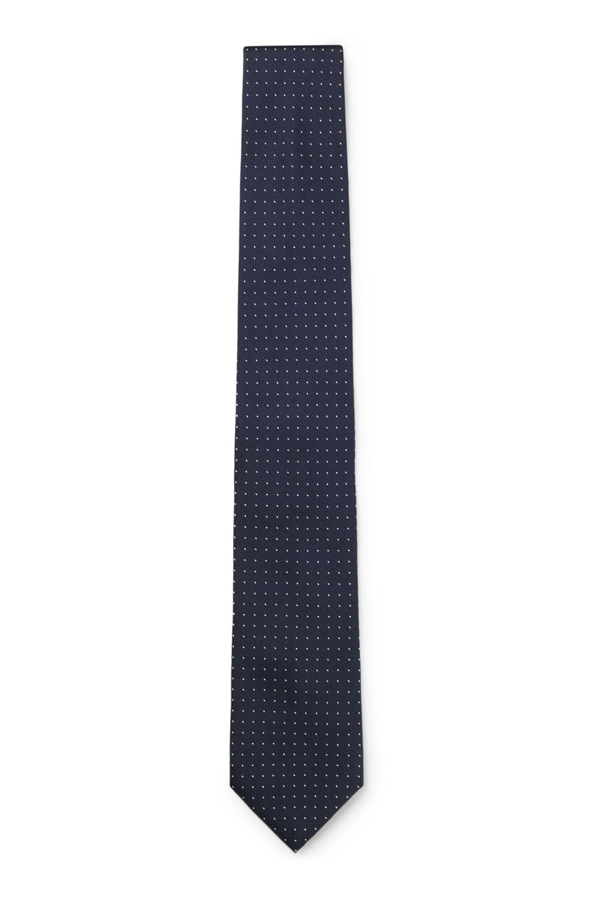 SILK-BLEND TIE WITH JACQUARD-WOVEN DOT MOTIF - 1