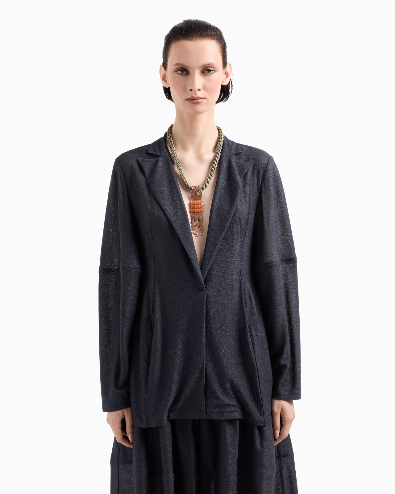 SINGLE-BREASTED JACKET IN LIGHT VISCOSE JERSEY - 3