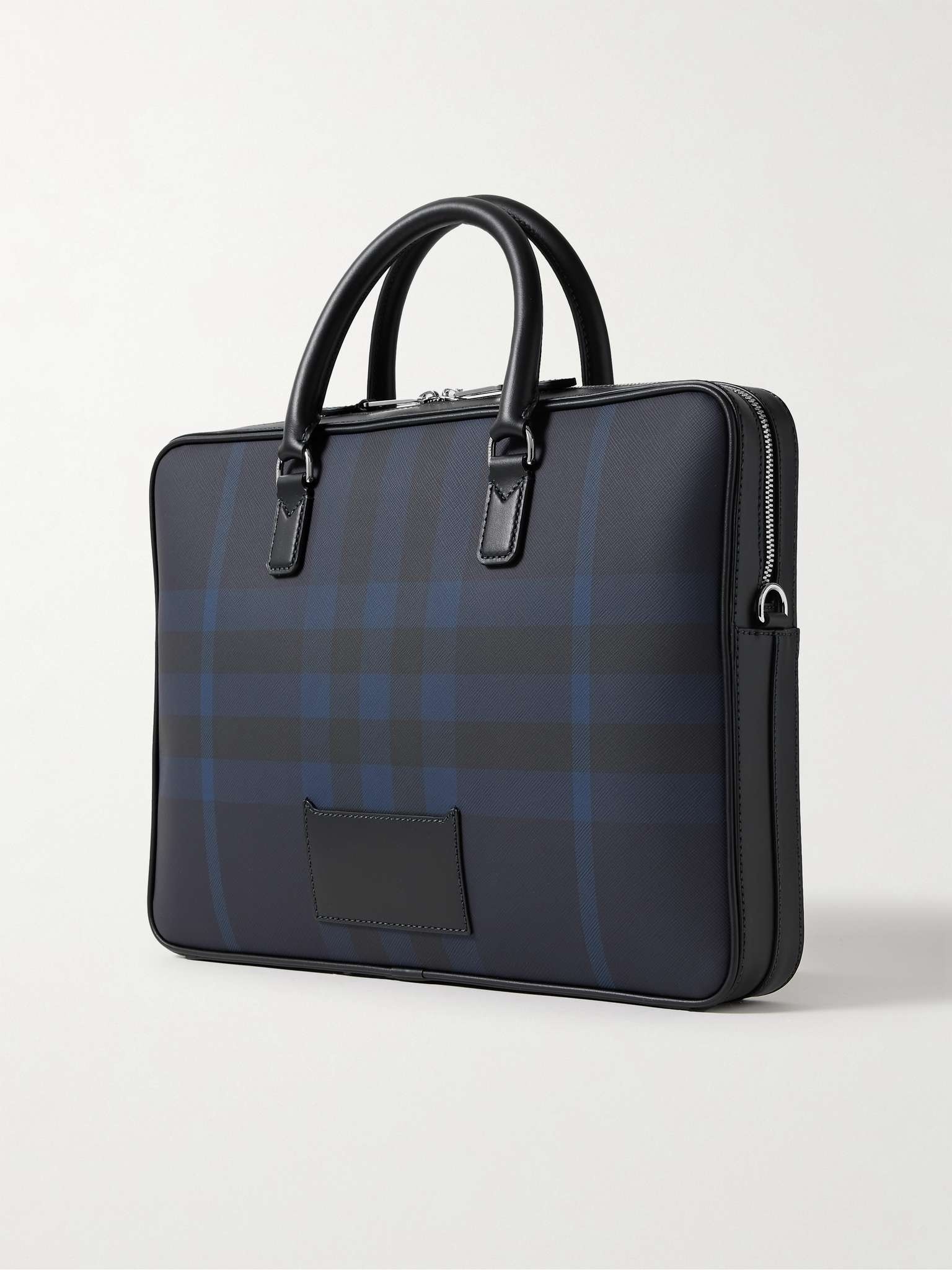 Leather-Trimmed Checked Coated-Canvas Briefcase - 4