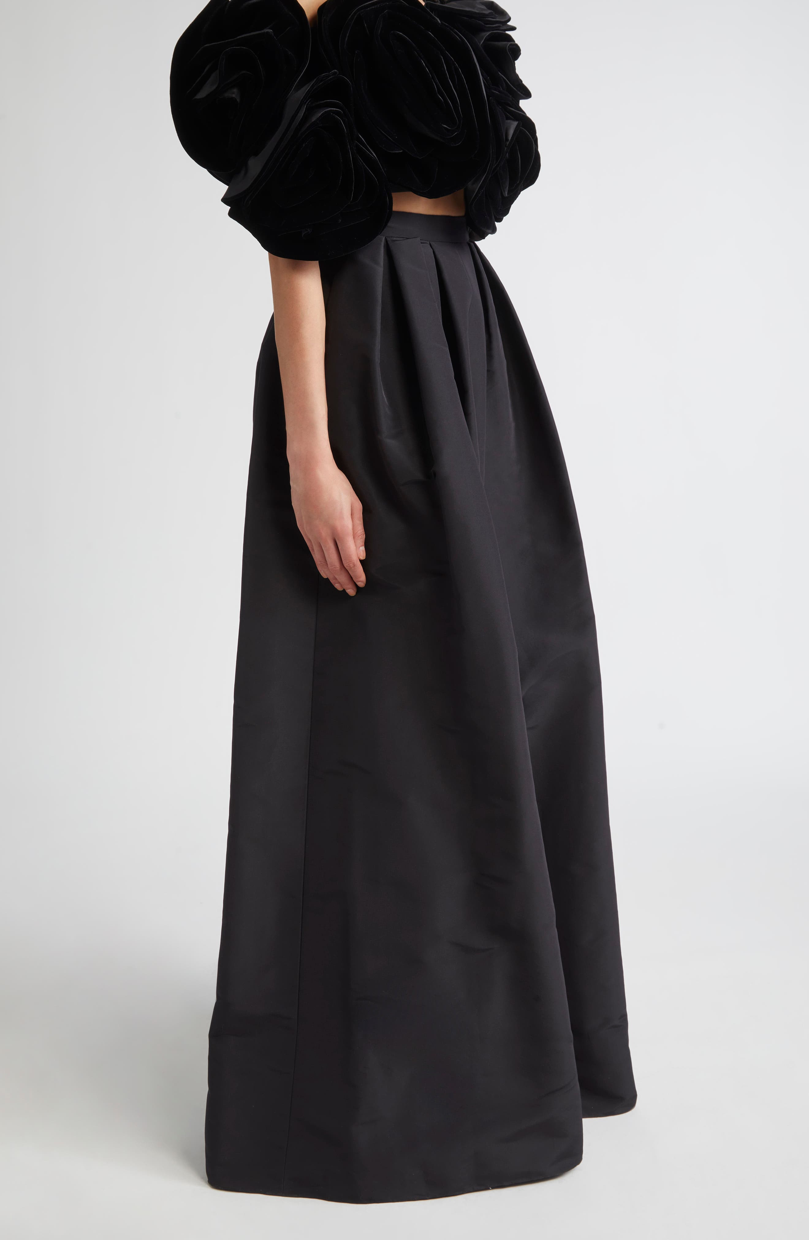 Carolina Herrera Pleated Silk Faille Palazzo Pants in Black at Nordstrom - 4