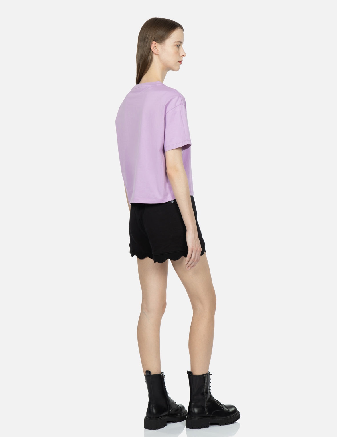 Logo and Seagull Embroidered Scallop Hem Sweatshorts - 4