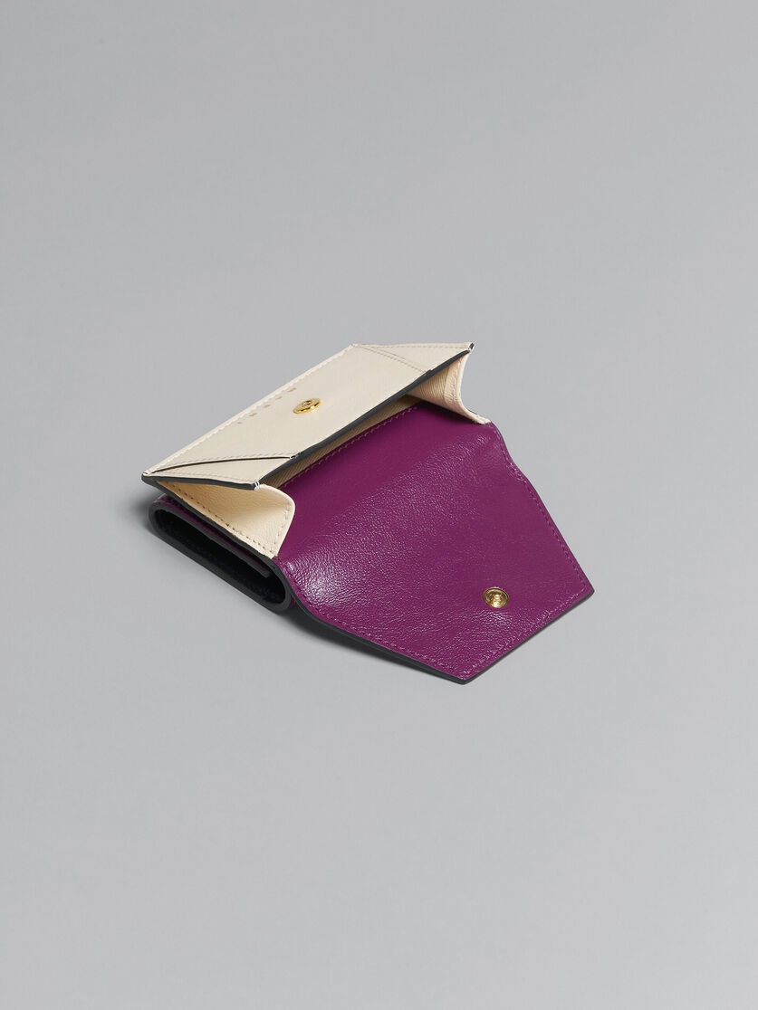 PURPLE AND WHITE LEATHER TRI-FOLD WALLET - 5