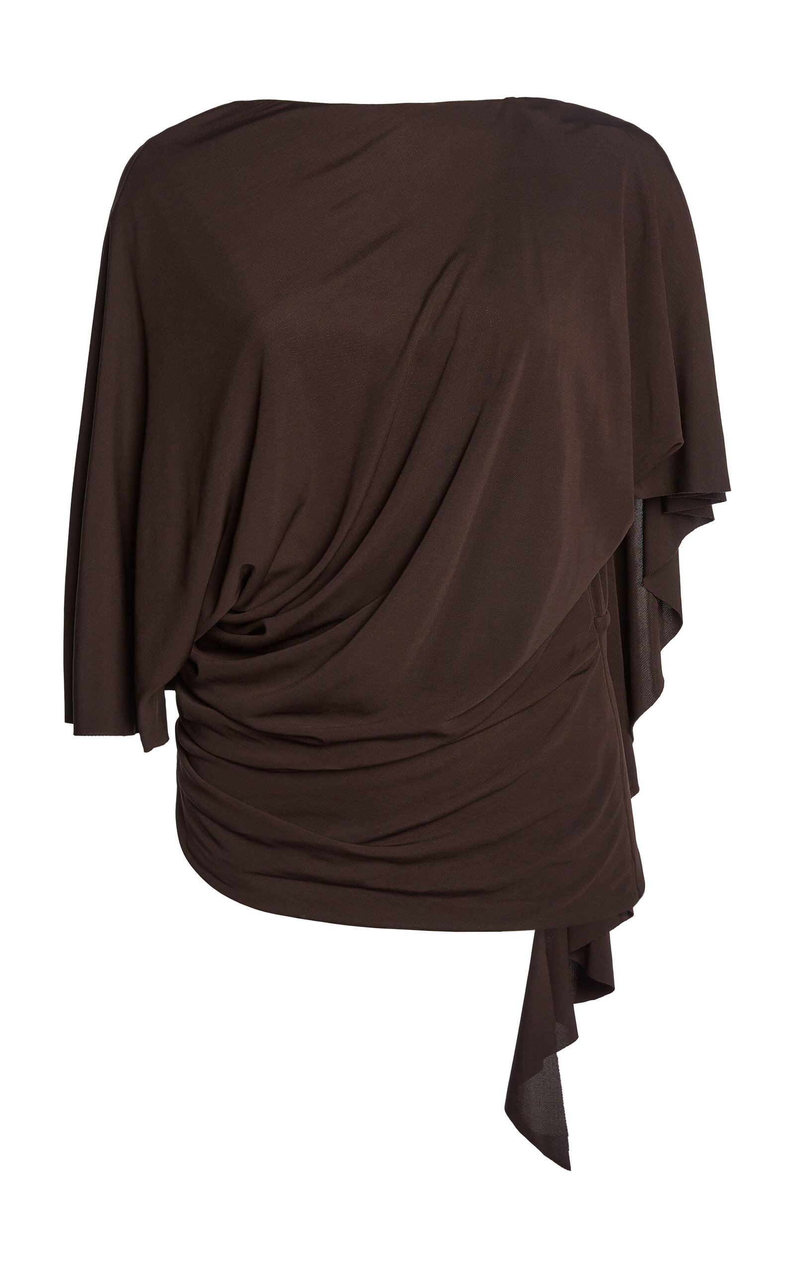 Fluted Backless Jersey Top brown - 1