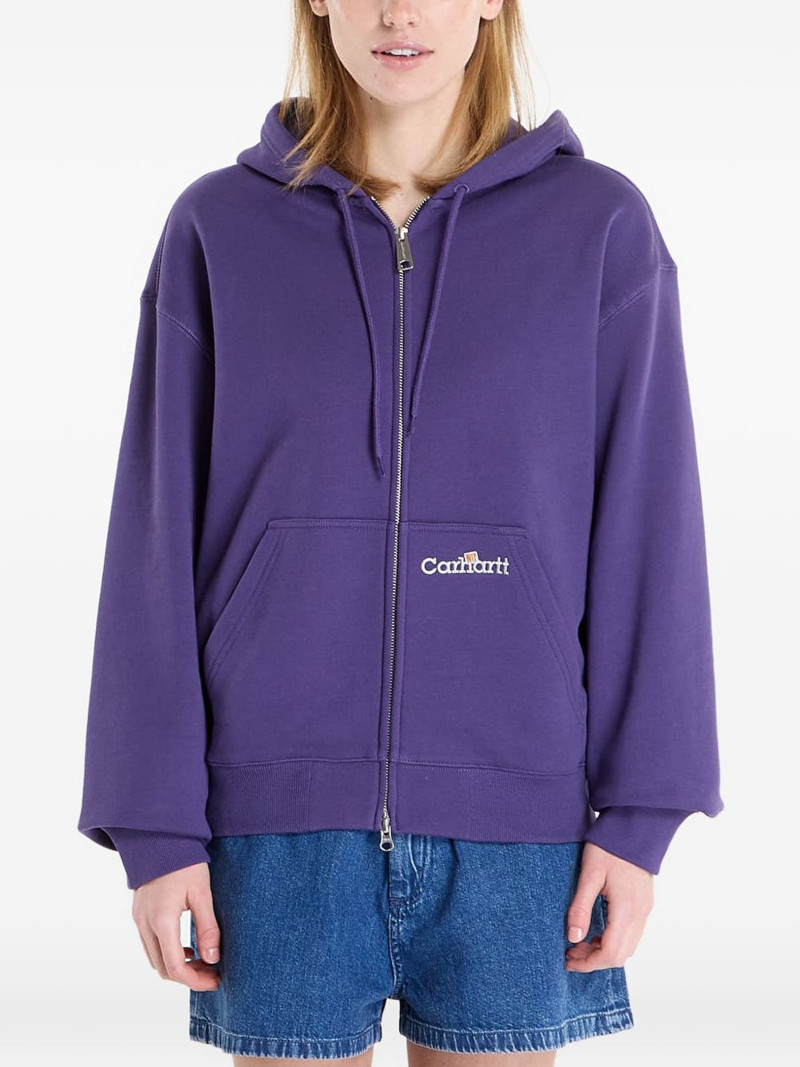 logo-embroidered zip-up hoodie 5