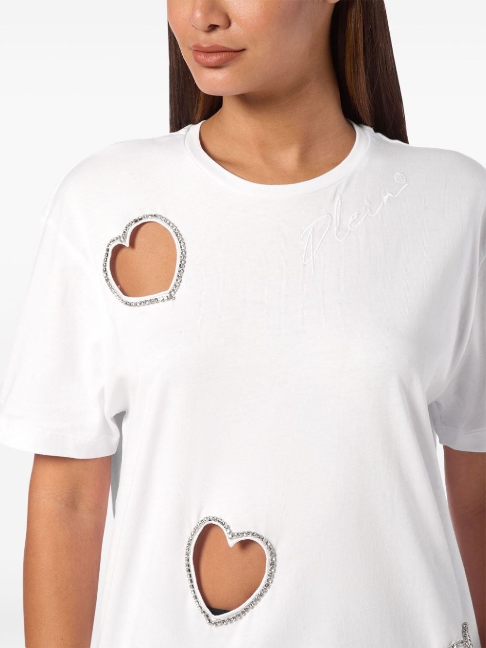 heart-motif cut-out T-shirt - 4