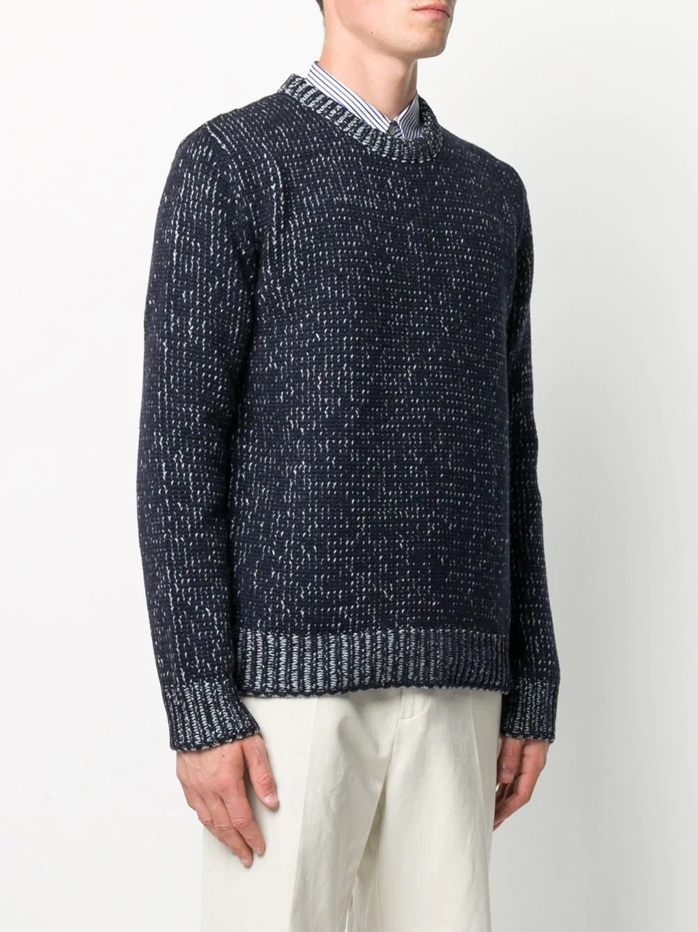 mélange-effect crew-neck jumper - 3