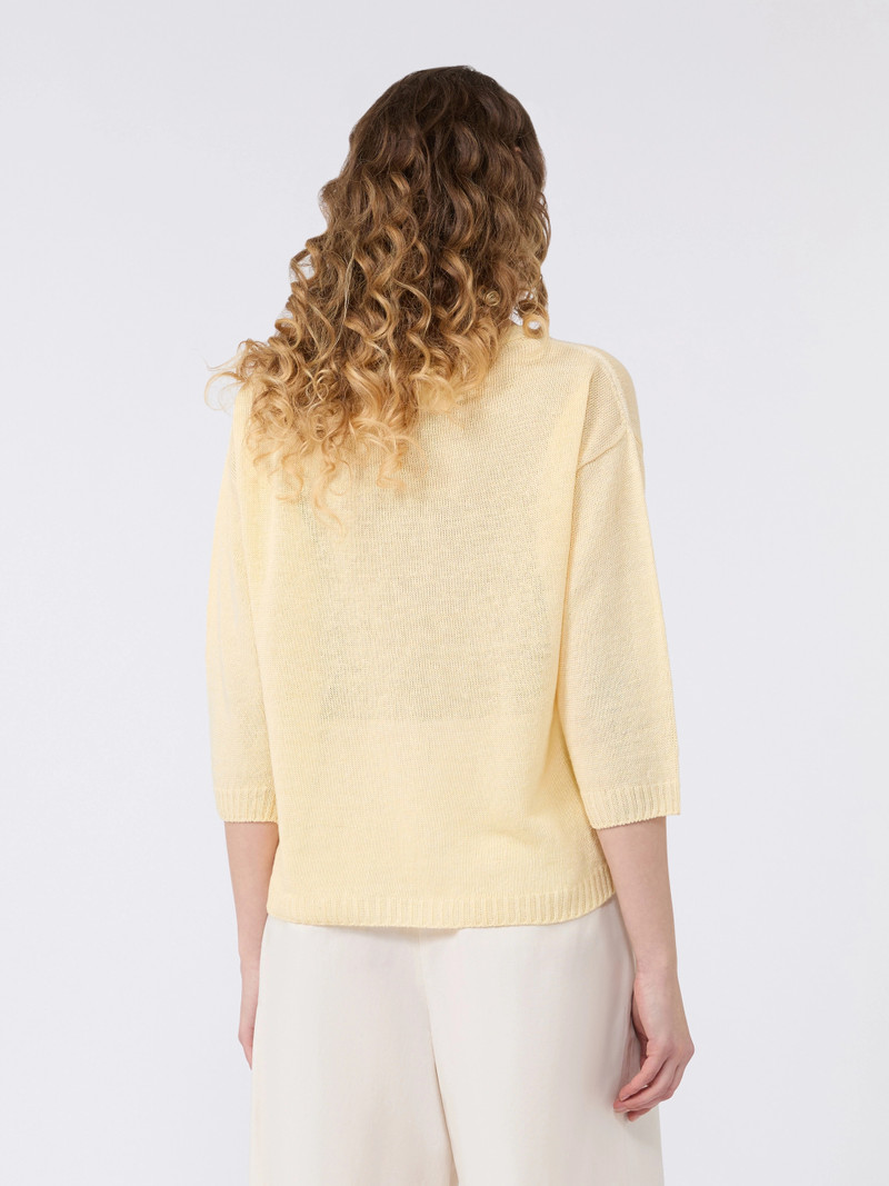 CANNONE Linen yarn oversize jumper - LIGHT YELLOW 4