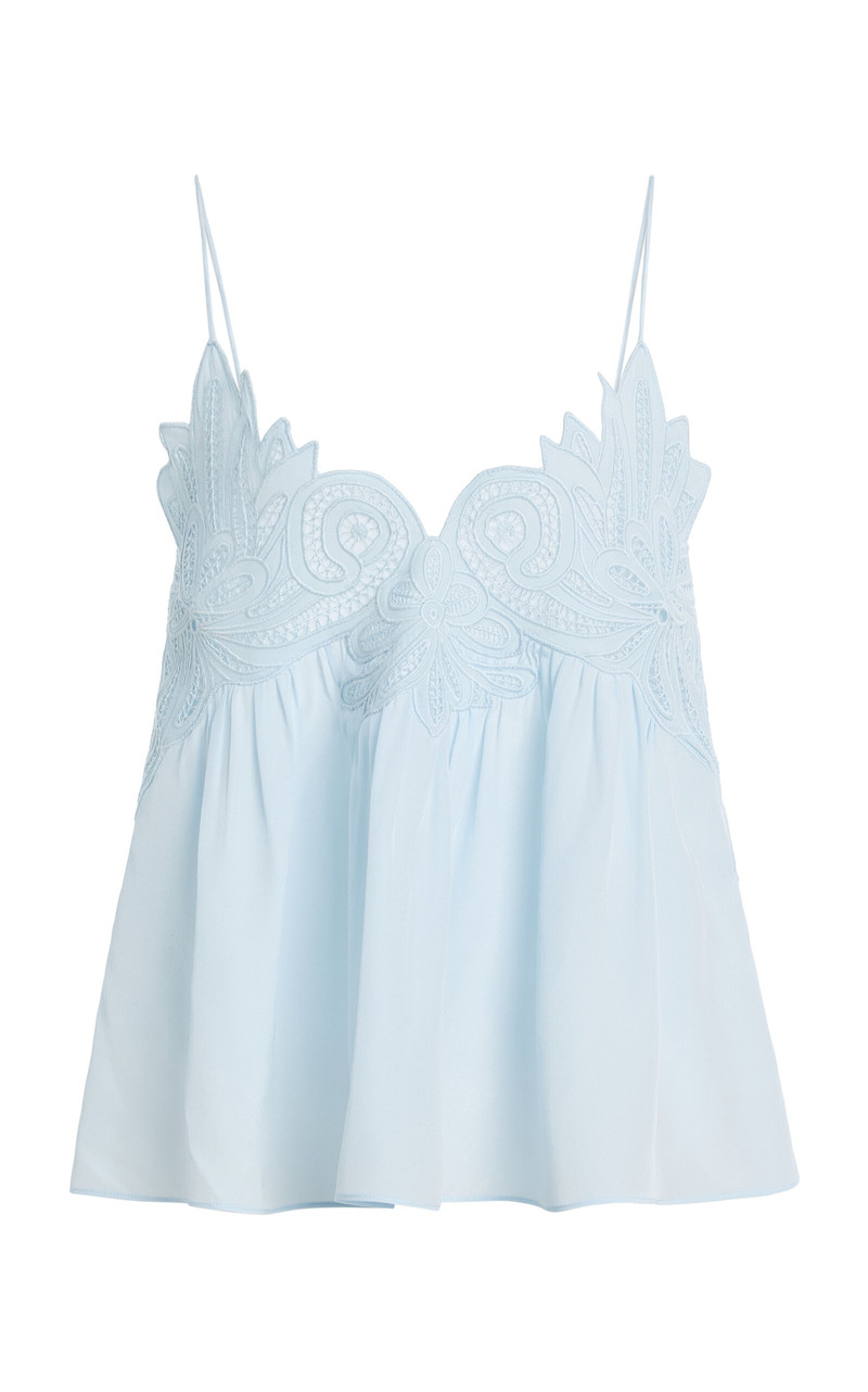 Rosie Lace-Appliquéd Silk Top blue 1