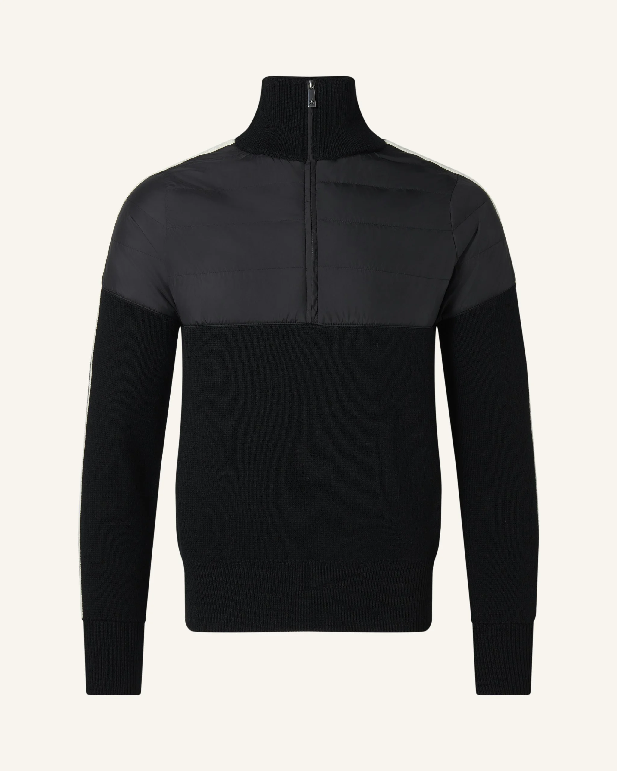 Merino Wool Half-Zip Quilted Sweater - 1