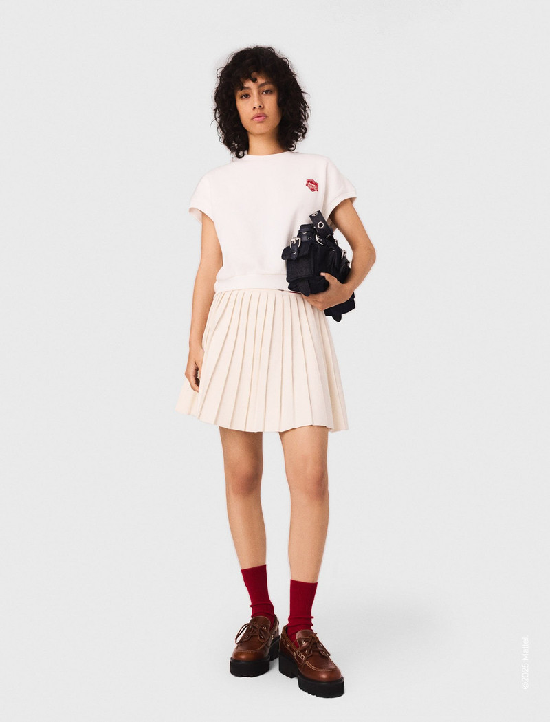 maje Embroidered fleece cropped sweatshirt outlook