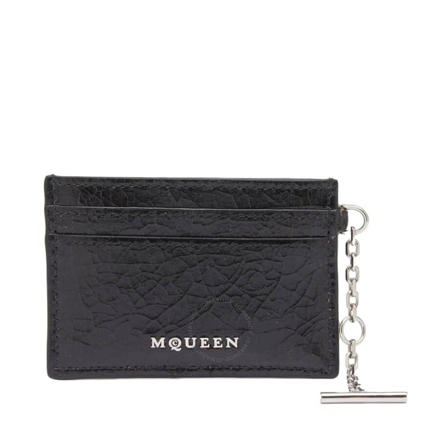 Alexander Mcqueen Black / Caramel / Silver Men's T-Bar Card Holder - 1