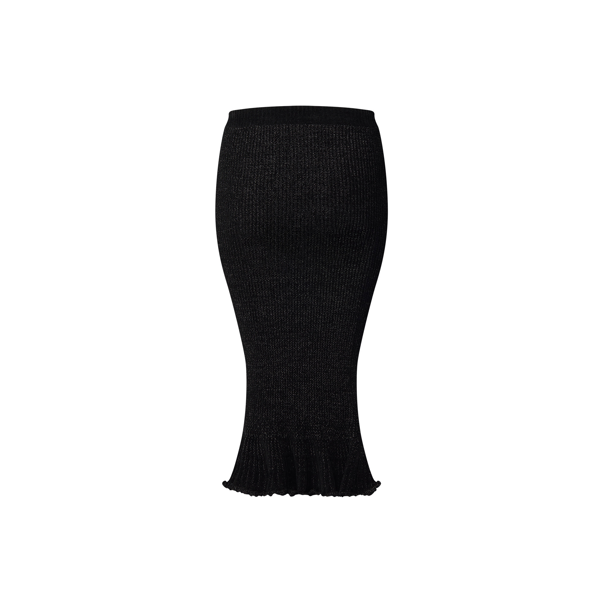 Flared Hem Ribbed Knit Skirt - 3