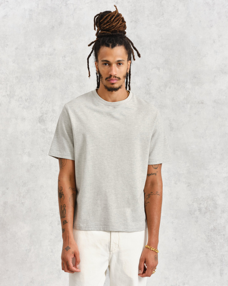Wax London Dean - Grey Marl Textured Organic Cotton T-Shirt outlook